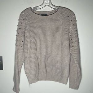 SHEIN blush pink sweater with pearl and silver stud detail S